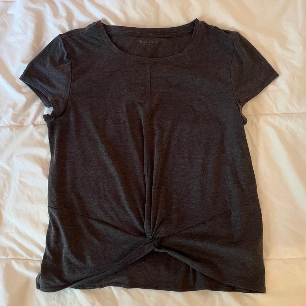 Athleta Dark Gray Knot Front Top size S